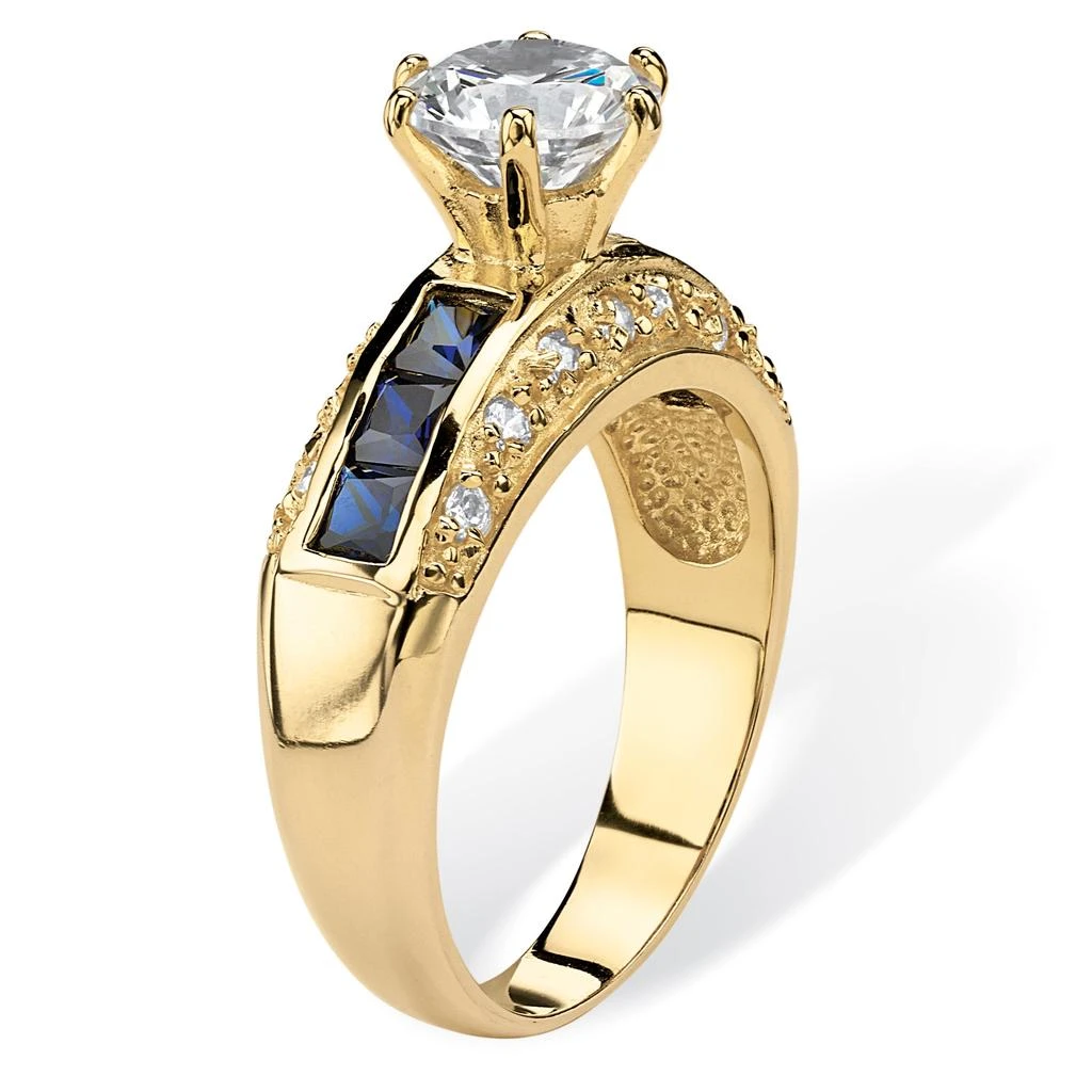 Palm Beach Jewelry 3.53 TCW Round Cubic Zirconia and Simulated Blue Sapphire Ring 2