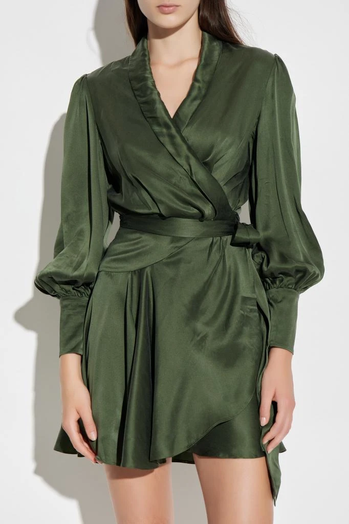 Zimmermann Silk Wrap Mini Dress - Green