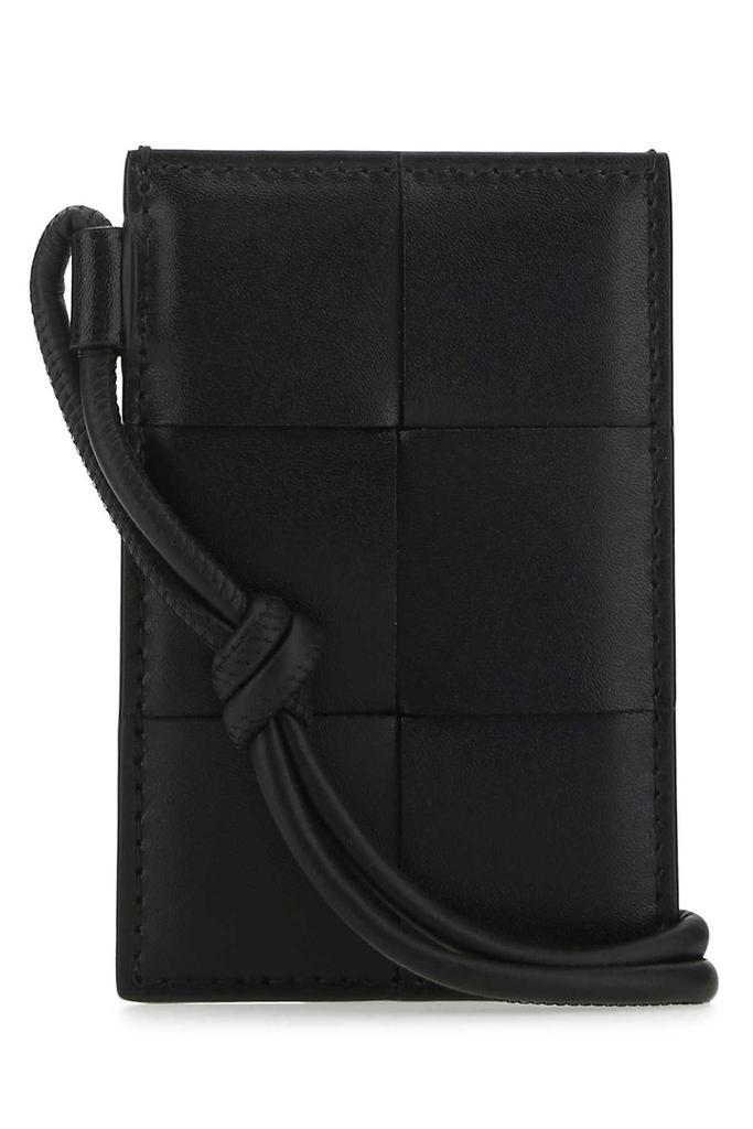 Bottega Veneta Black Intrecciato Bi-Fold Zip Wallet