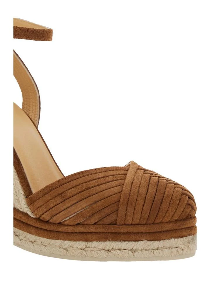 CASTAÑER 'Colina' Brown Wedges With Ankle Strap Closure And V Neck In Leather Woman 4