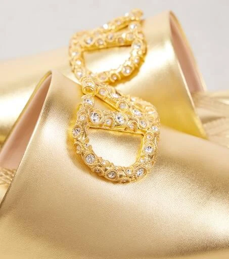 Valentino VLogo Signature metallic leather slides 5