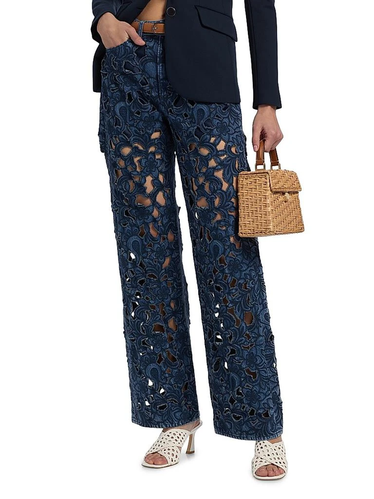 Rag & Bone Logan Mid-Rise Wide-Leg Floral Cutout Jeans 3