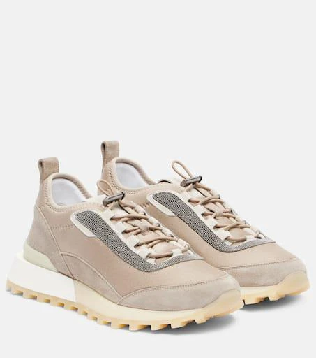 Brunello Cucinelli Runner suede and canvas sneakers 1