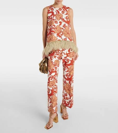 LA DOUBLE J La Scala feather-trimmed cotton-blend top 2