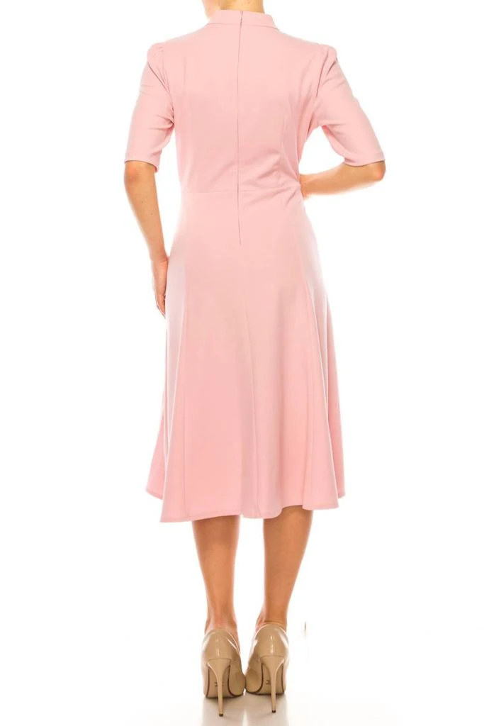 Shop 3/4 Sleeve Mock Neck Fit And Flare Dress In Shell Pink on Sale at  BeyondStyle  Get Lowest price in three month 3/4 Sleeve Mock Neck Fit And Flare  Dress In