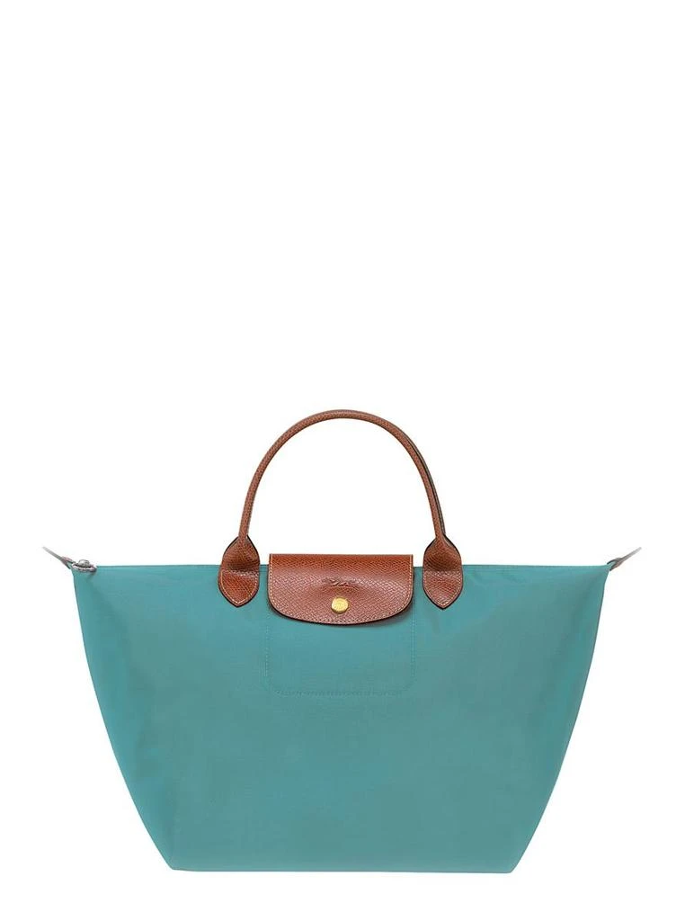 Longchamp 'Le Pilage Original' Green Medium Handbag With Embossed Logo On The Front In Canvas Woman 1
