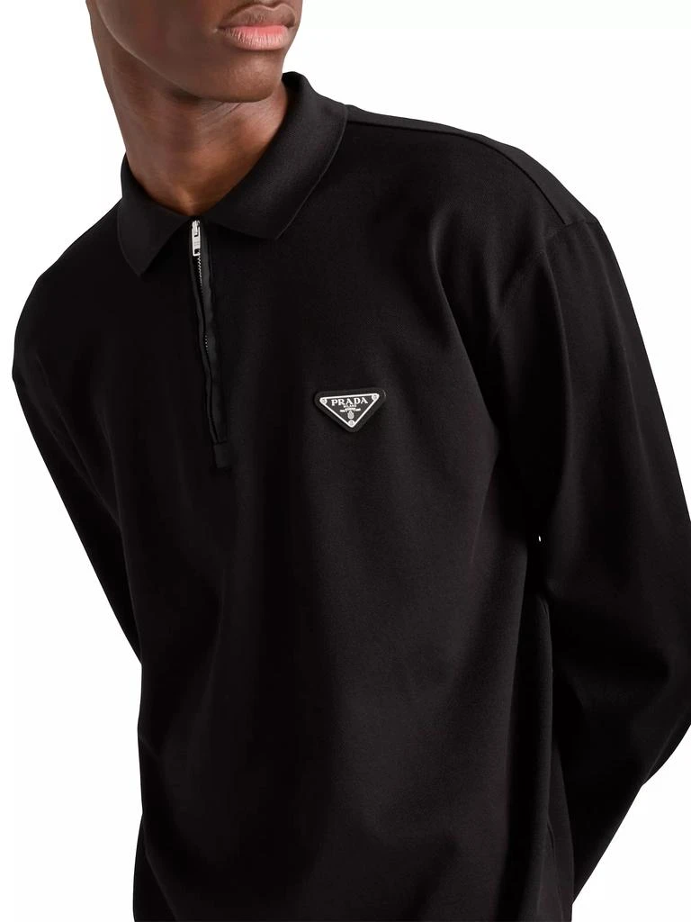 Prada Long Sleeved Piqué and Re-Nylon Polo Shirt 4