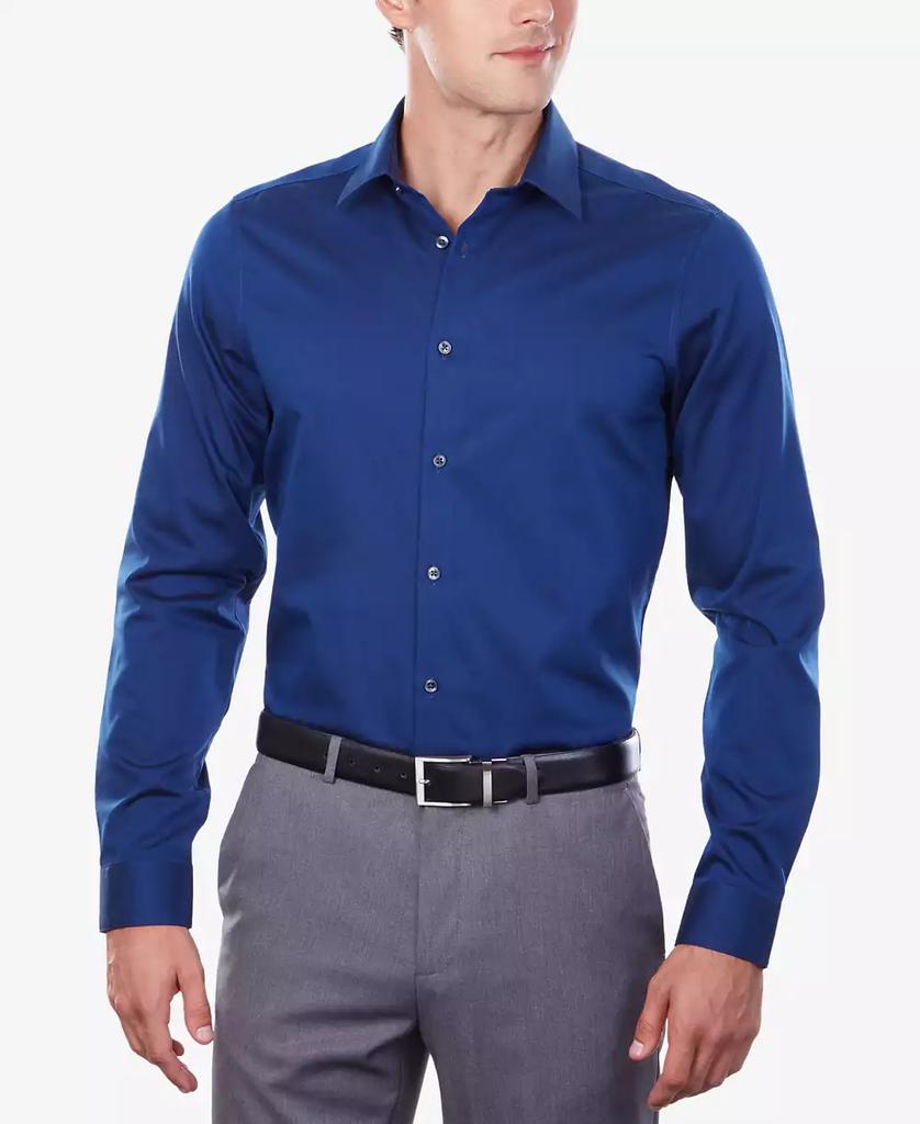 Calvin Klein Men s Slim Fit Non Iron Herringbone Dress Shirt Blue Velvet 17.5 36 37 Shirts BeyondStyle