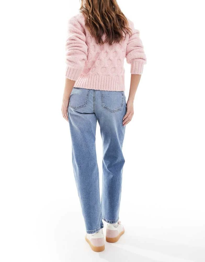 ASOS ASOS DESIGN ankle grazer straight leg jeans in mid blue - MBLUE 2