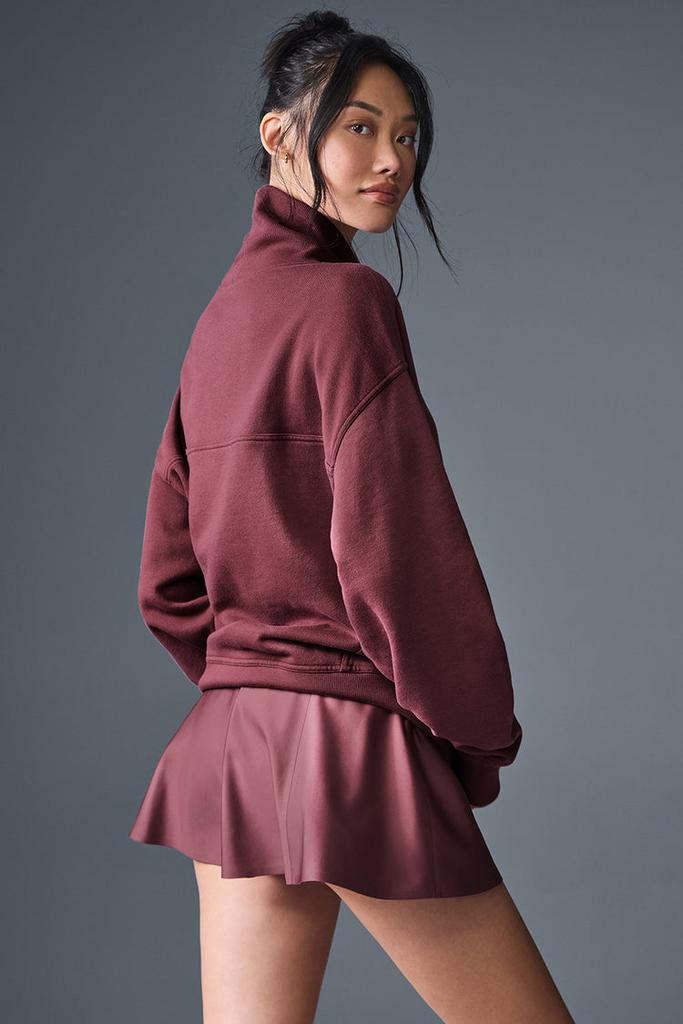 Alo Hazy Mock Neck Pullover - Burgundy Truffle - Hoodies - Free Alo Hazy Mock Neck Pullover - Burgundy Truffle - Hoodies - Free