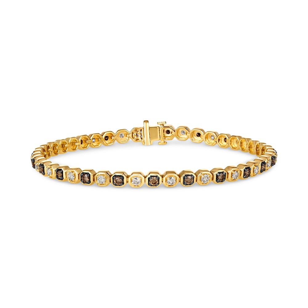 Le Vian Chocolate Diamond & Nude Diamond Hexagon Link Tennis Bracelet (1-7/8 ct. t.w.) in 14k Gold