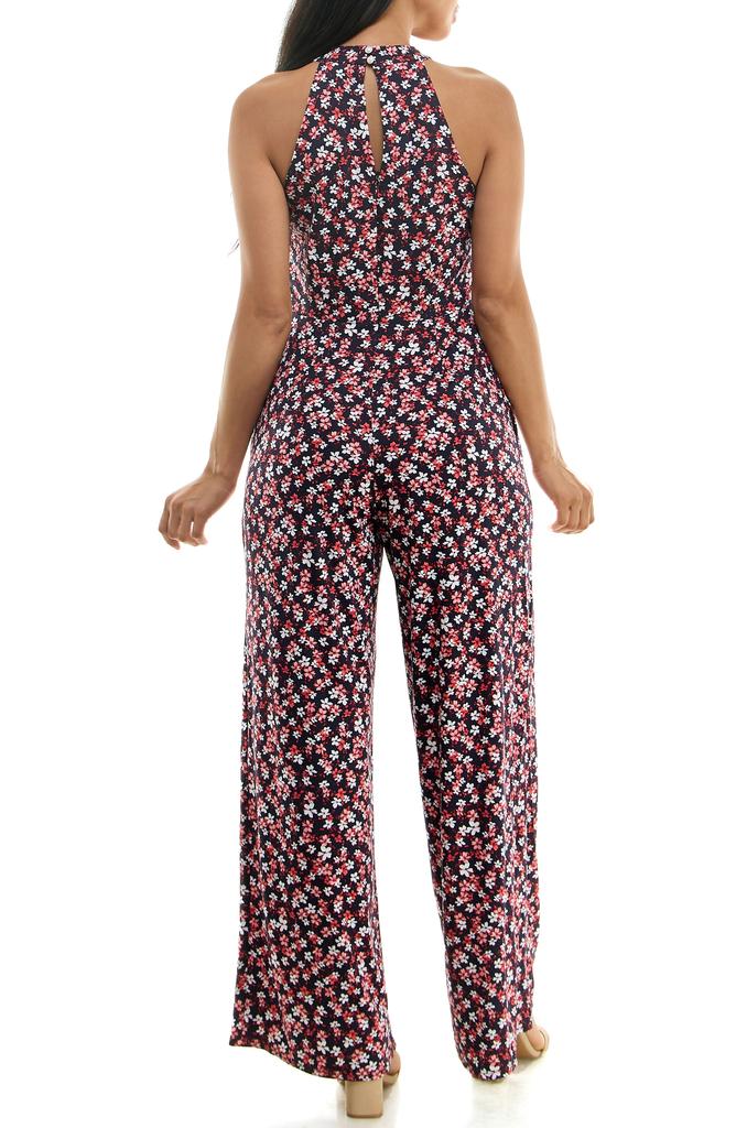 Nina Leonard Twisted Halter Neck Jumpsuit