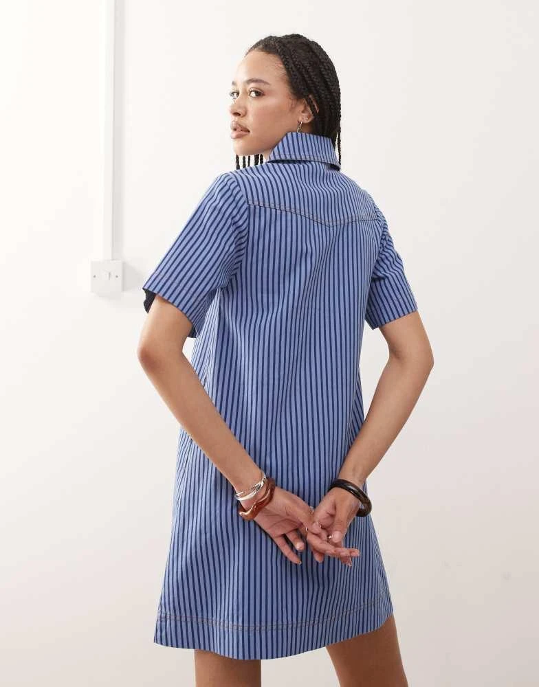 white christmas dresses Blue Denim Sleeveless Pinstripe Starlight Midi Dress
