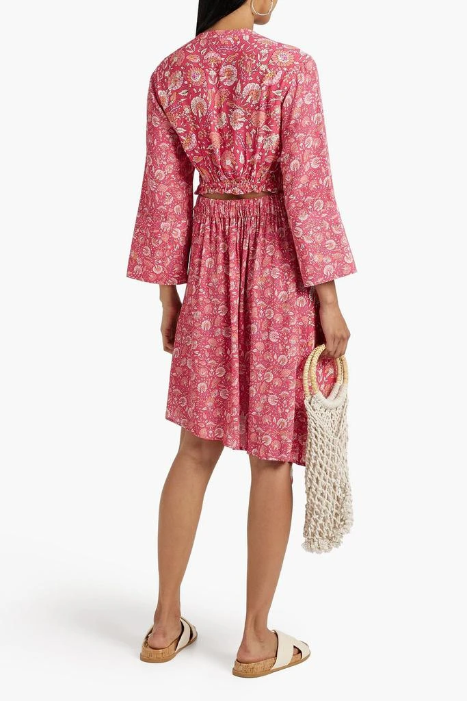 ANTIK BATIK Dandy lace-up printed crepe midi dress 3