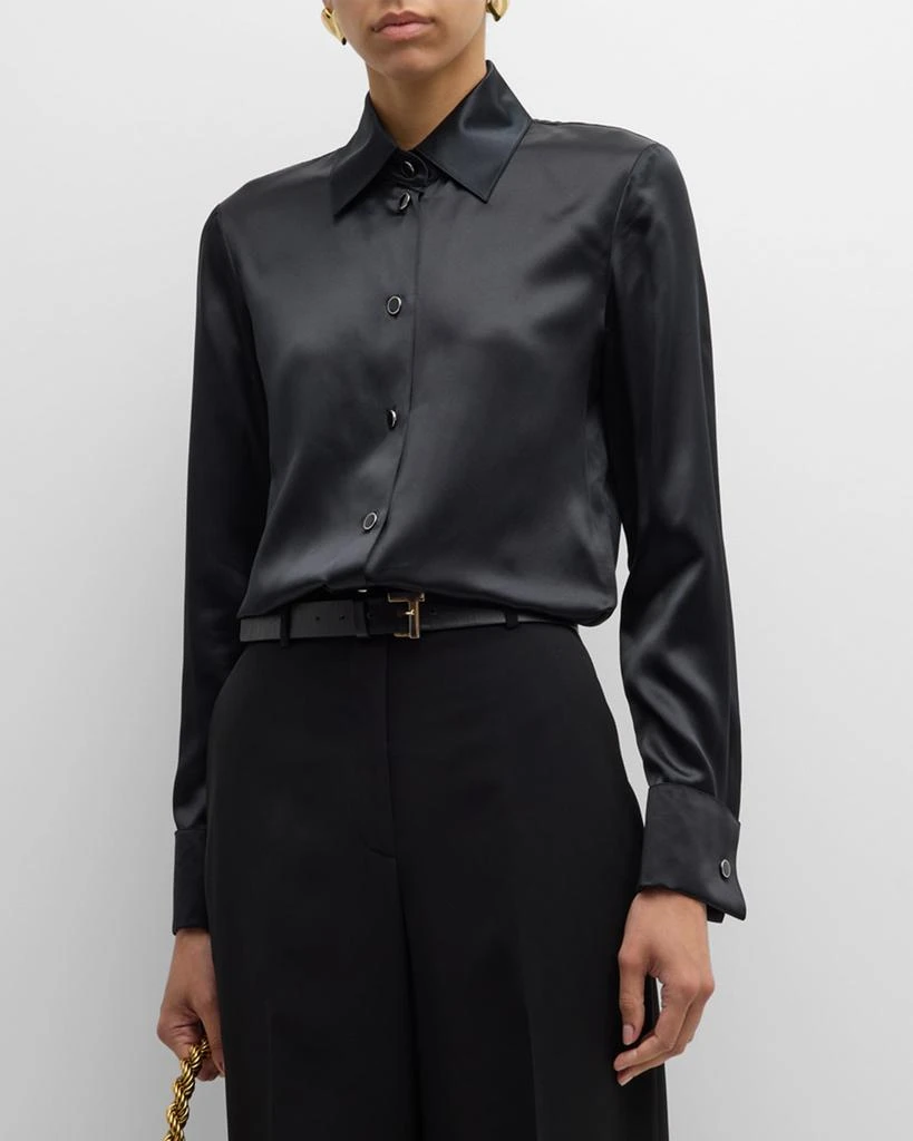 Lafayette 148 New York Button-Down Slim Silk Blouse 4