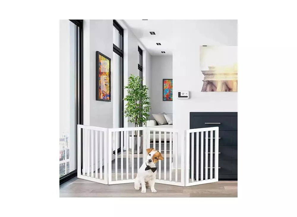 PetMaker Pet Adobe 4-Panel Indoor Foldable Pet Gate, White 2