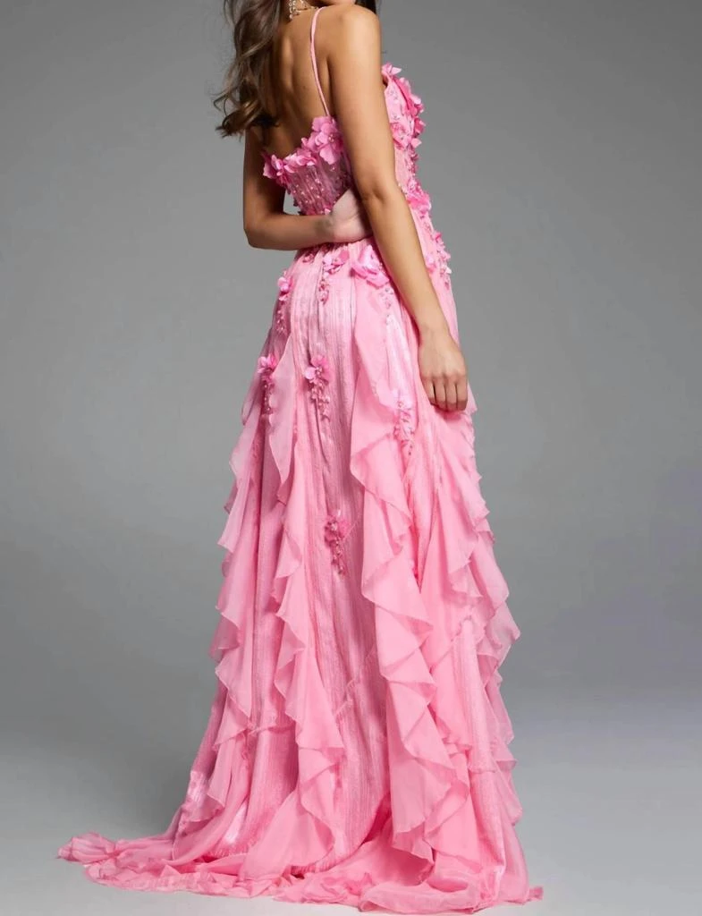 Jovani Jovani - Floral Applique Ruffled Gown 3