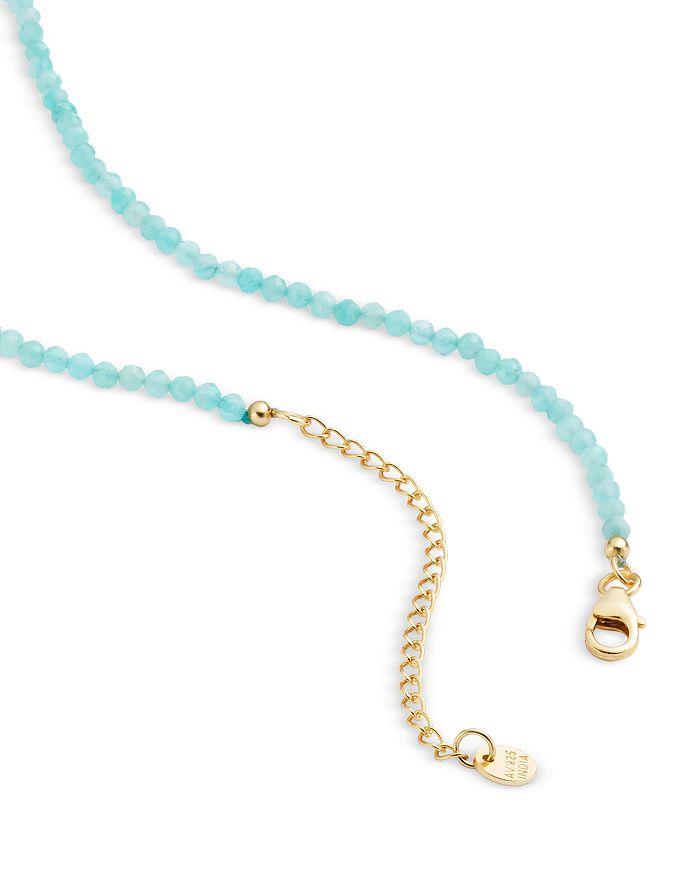 Argento Vivo Cubic Zirconia Bezel Charm Amazonite Beaded Statement Necklace in 18K Gold Plated Sterling Silver, 16"-18"