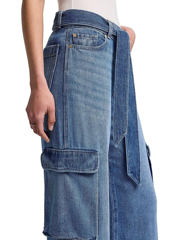 7 For All Mankind Denim Tie-Waist Cargo Palazzo Jeans 6
