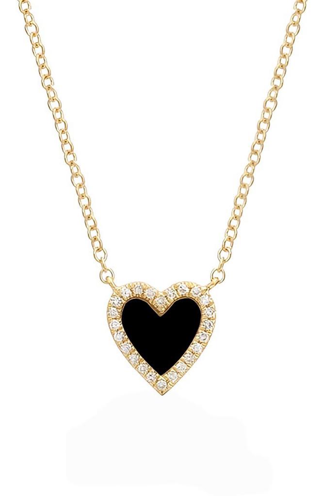 Gabi Rielle Effortless Staples Onyx Inlay Pavé Heart Pendant Necklace