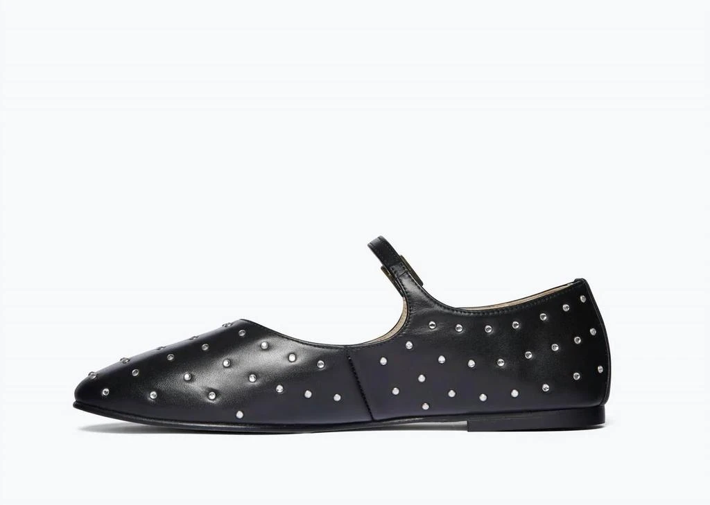 Freda Salvador Women's Aubrey Mary Jane Flat Shoes In Black Calf With Crystals 3