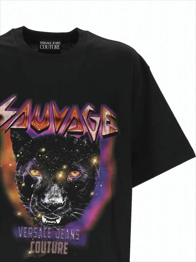 Versace Graphic Black Panther Short-Sleeve T-Shirt with Cosmic Elements 2
