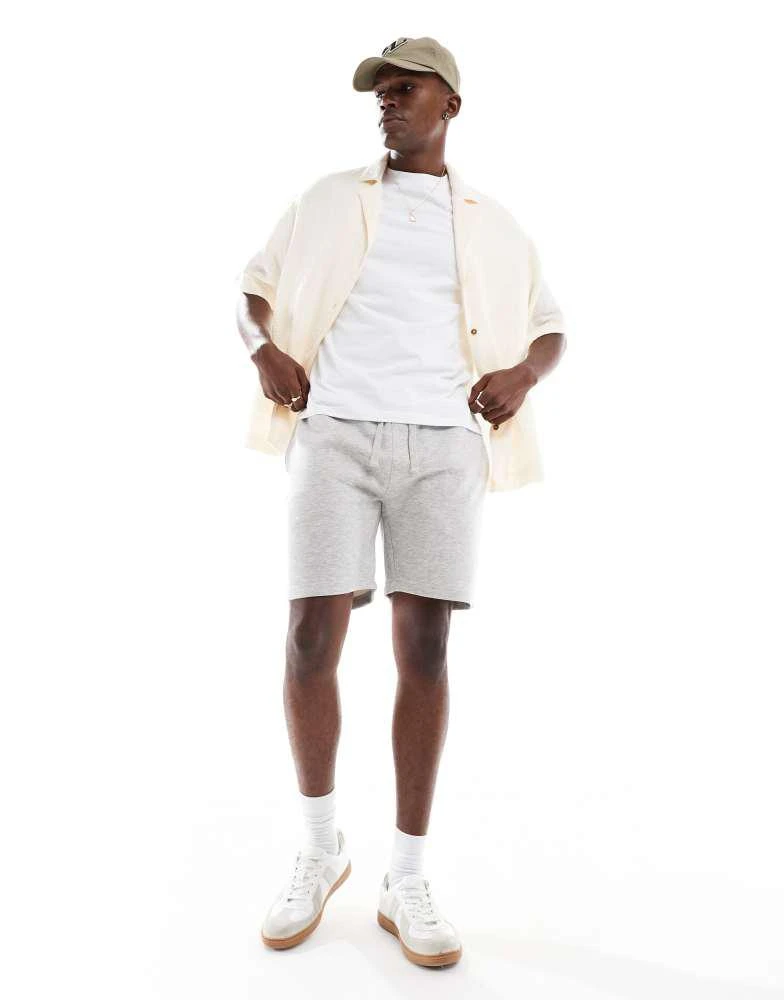 French Connection Mens French Connection drawstring jersey shorts in light grey melange 1