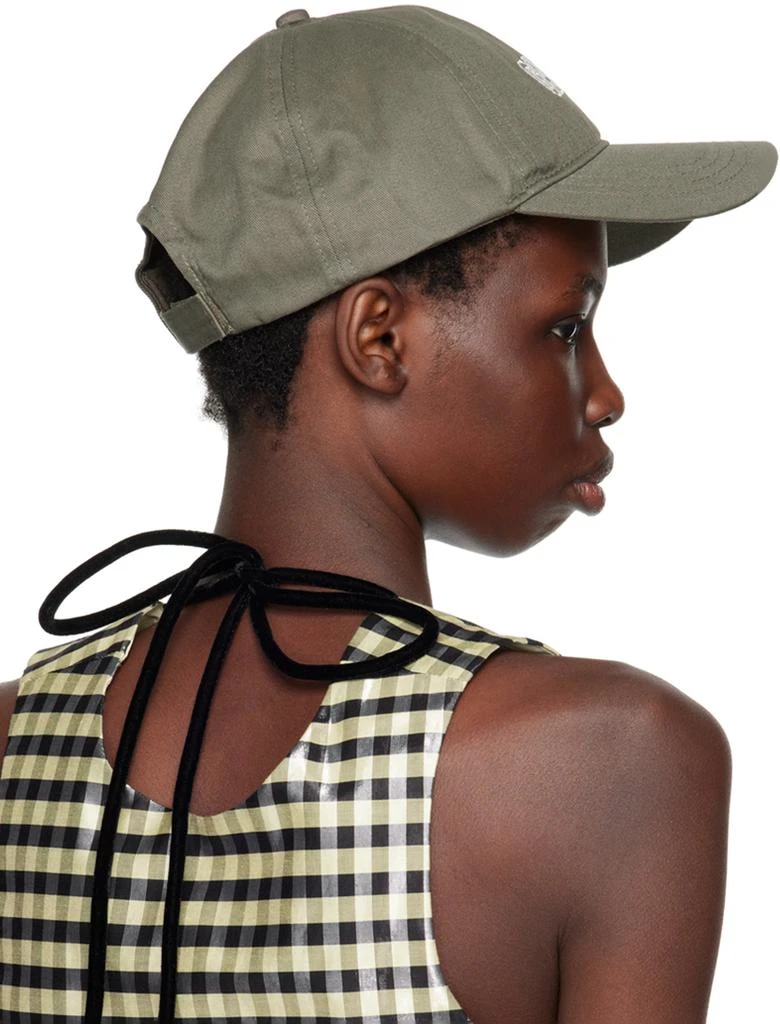 Ganni Khaki Embroidered Logo Cap 3