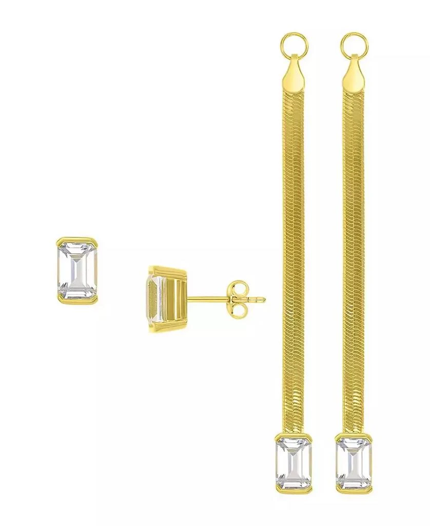 Macy
s Created White Sapphire Herringbone Chain Dangling Earrings in 14k Yellow Gold Over Sterling Silver 2