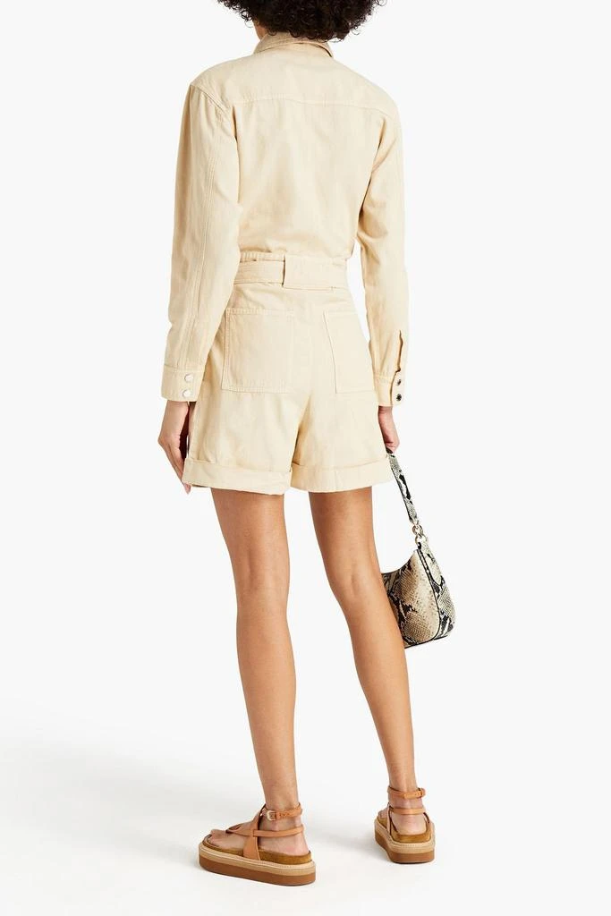 Sandro Pleated cotton and linen-blend twill playsuit 3