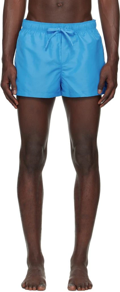 Versace Blue Embroidered Medusa Swim Shorts