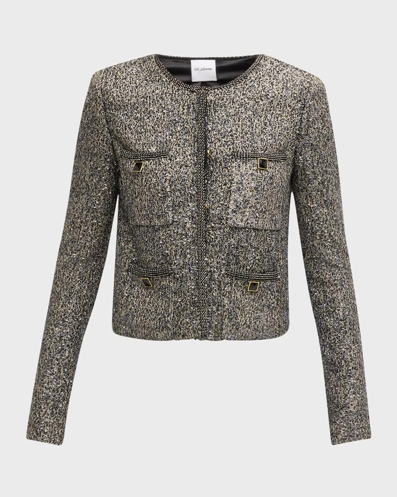 St. John Sequined Metallic Knit Jacket 1