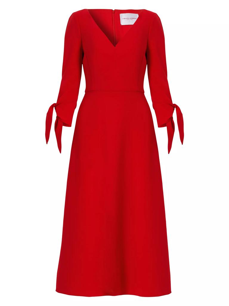 Carolina Herrera Tie-Sleeve Midi-Dress