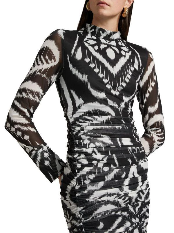 Farm Rio Ikat Ruched Tulle Midi-Dress 4