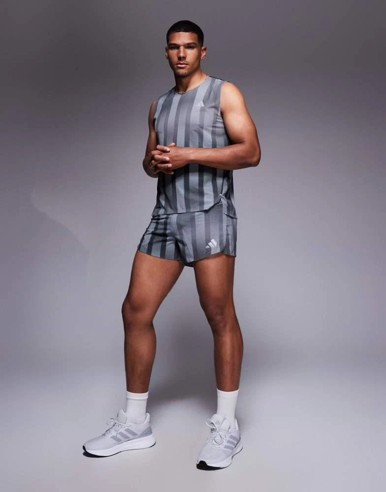 Adidas adidas Running Adizero shorts with print in black and grey 3