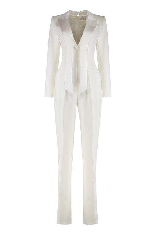 ELISABETTA FRANCHI Elisabetta Franchi Satin Lapels Crêpe Tuxedo Jumpsuit
