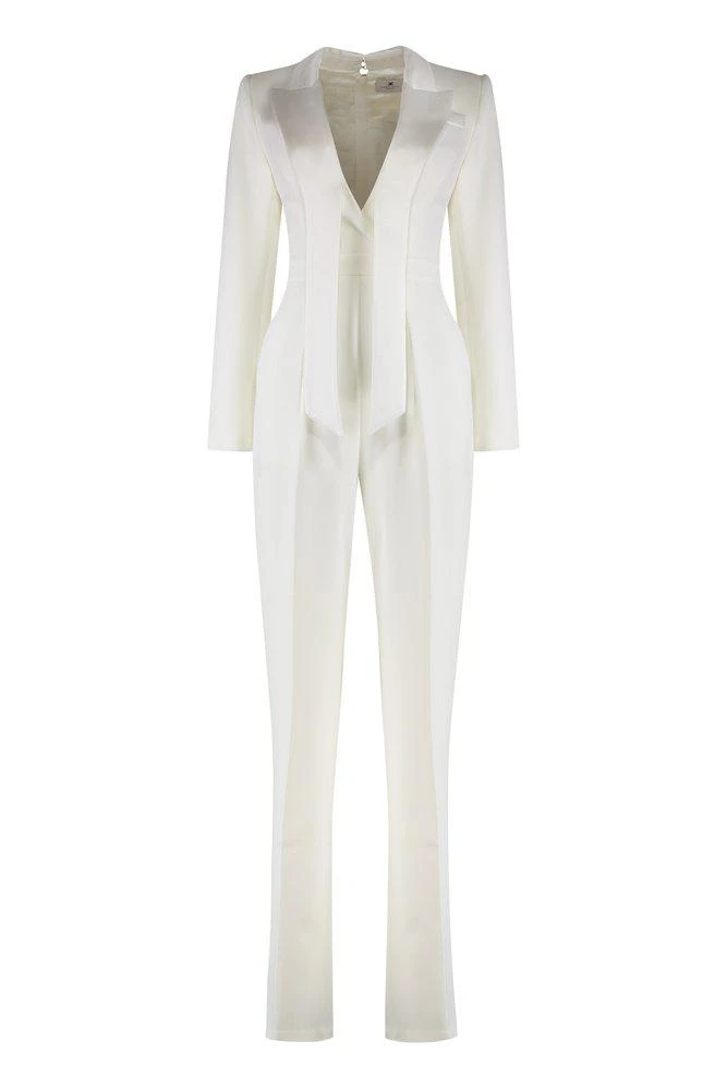 ELISABETTA FRANCHI Elisabetta Franchi Satin Lapels Crêpe Tuxedo Jumpsuit 1