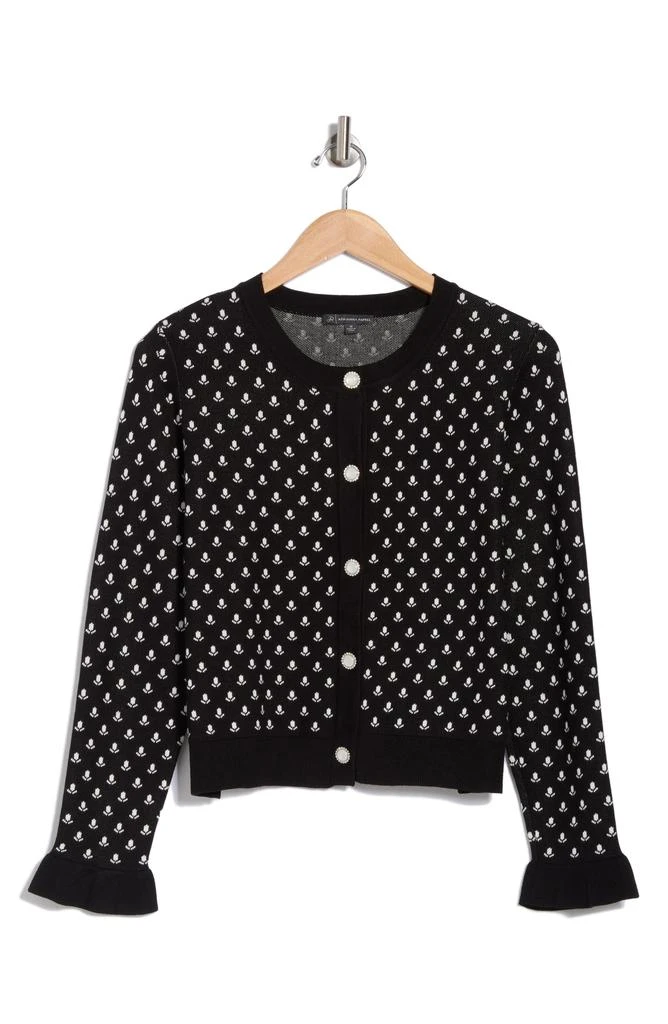 Adrianna Papell Floral Jacquard Pearly Button Front Cardigan 1