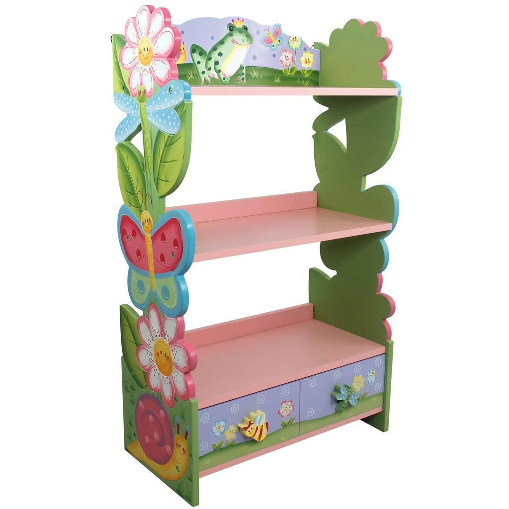 Teamson Kids Magic Garden Wooden Kids Bookcase | Hand Crafted & Painted | W-7500A 1