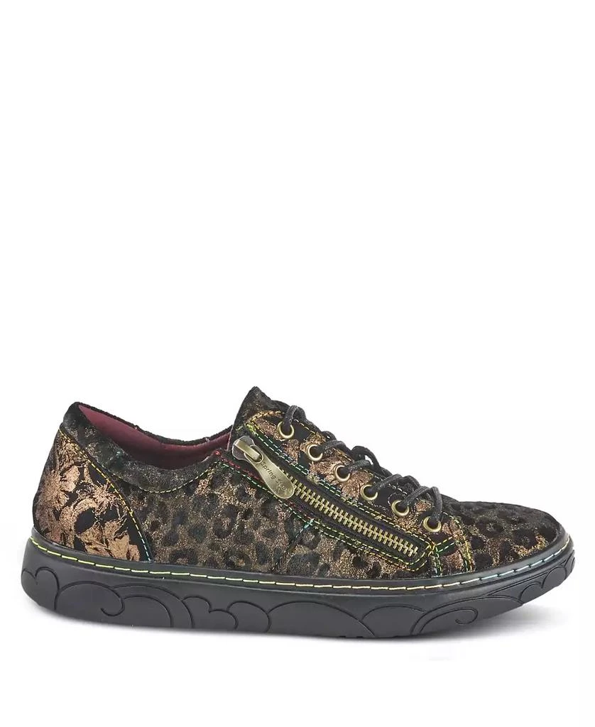 L
Artiste L Artiste Women s DANLI-CHEETA Hand Painted Leather Platform Sneakers with Metallic Floral Accents and Removable Insole 5