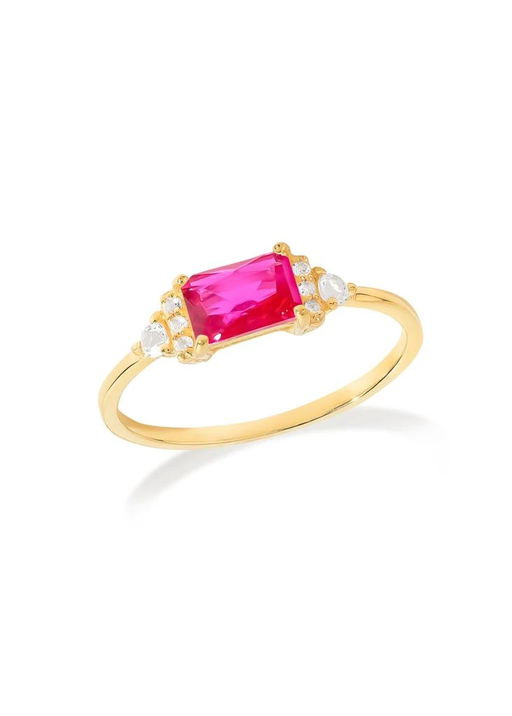 Tiramisu 14K Gold Plated Over 925 Sterling Silver Lab Created Ruby Crimson Spell Ring