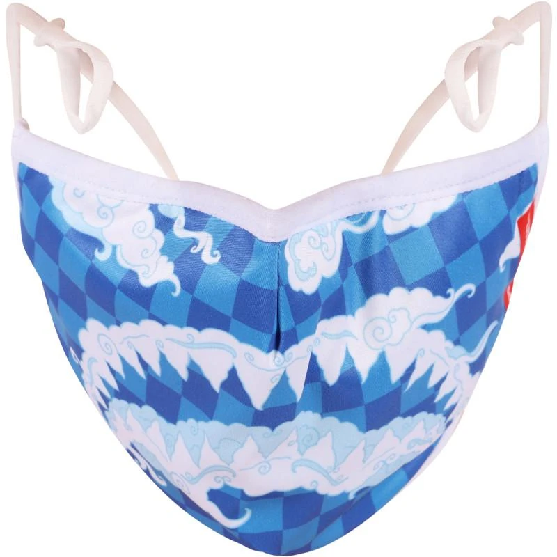 SprayGround Clouds print logo face mask in blue and white 2