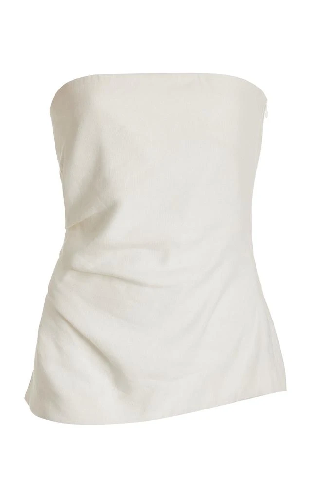 SIR. SIR - Dorian Gathered Linen-Blend Strapless Top - Ivory - 4 - Moda Operandi 1