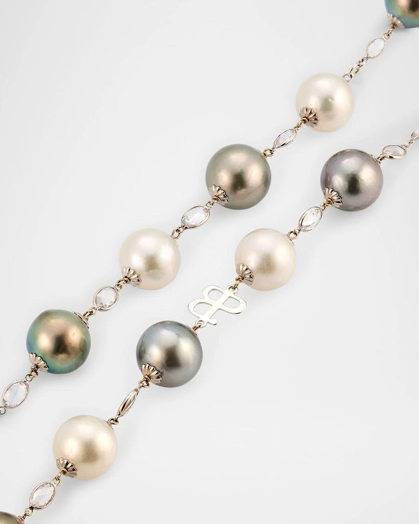 BELPEARL 18K White Gold South Sea and Tahitian Pearl Necklace with Sapphires, 42"L 3