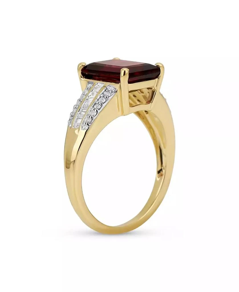 Bling Jewelry Art Deco Style 3CT Natural Red Garnet Baguette Side Stone Ring 14K Gold Vermeil Sterling Silver 2