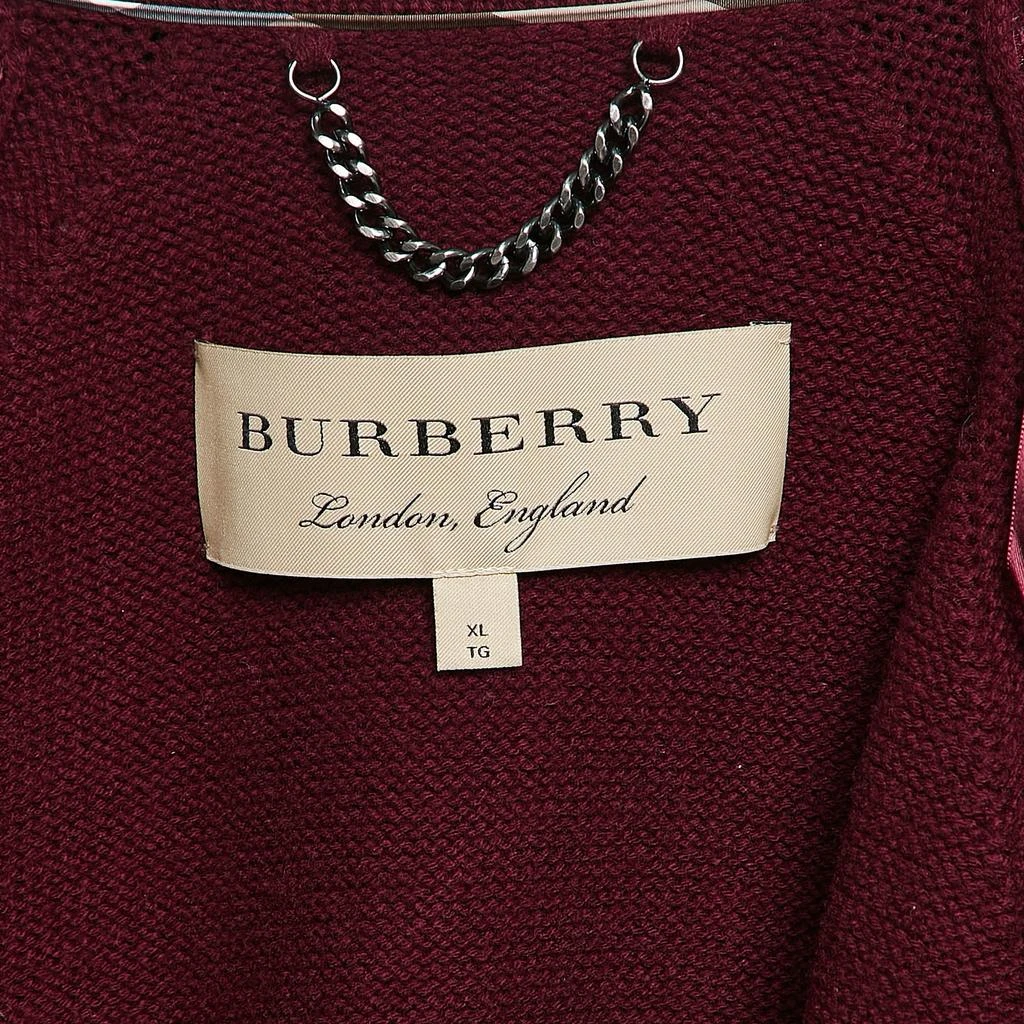 Burberry  Burgundy Rib Knit Shawl Collar Cardigan 3