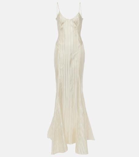 The Attico Striped satin slip dress