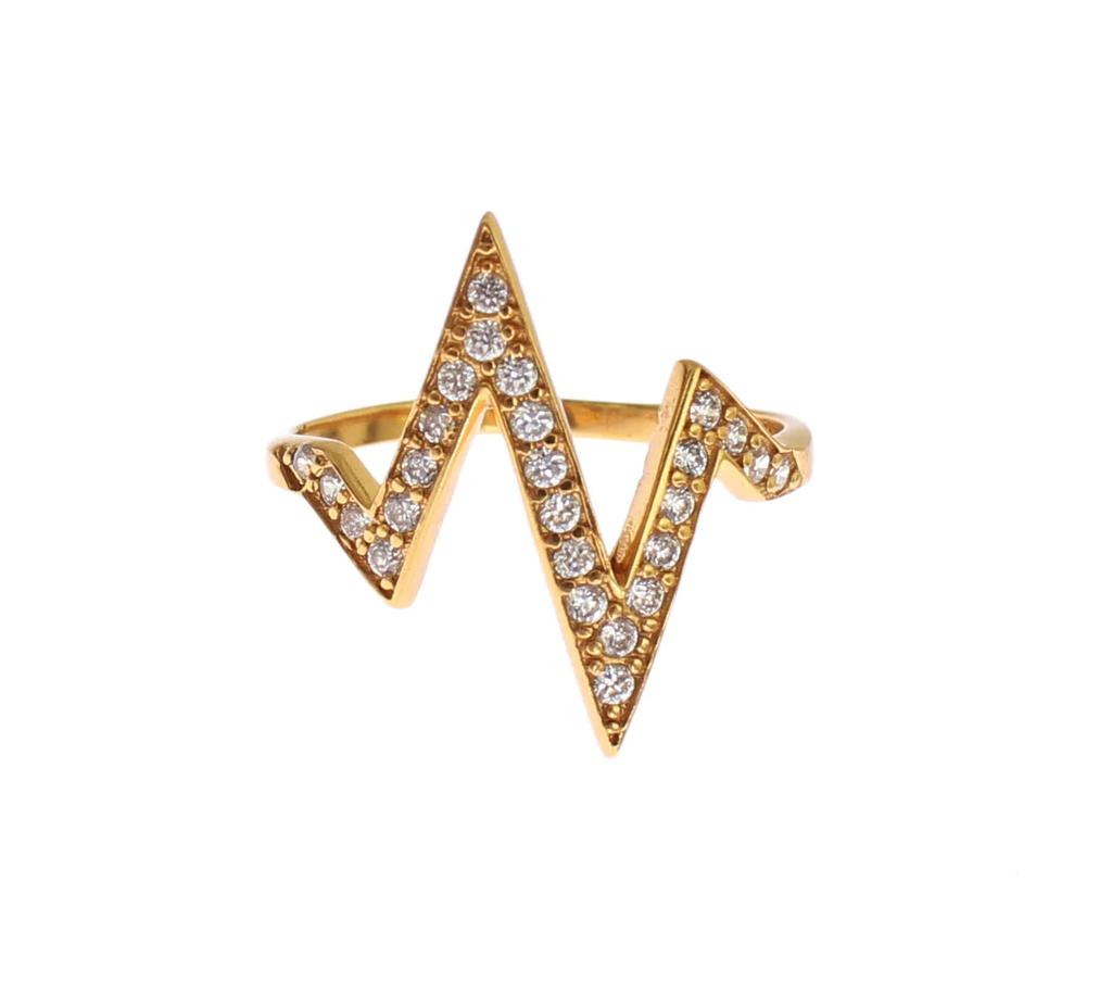 Nialaya Nialaya Gold 925 Silver s Clear CZ 18K Ring