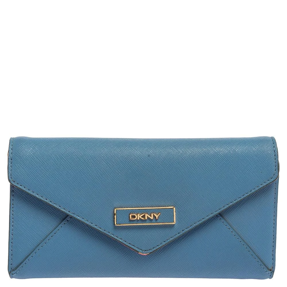 DKNY Dkny Blue/pink Leather Long Trifold Wallet 1