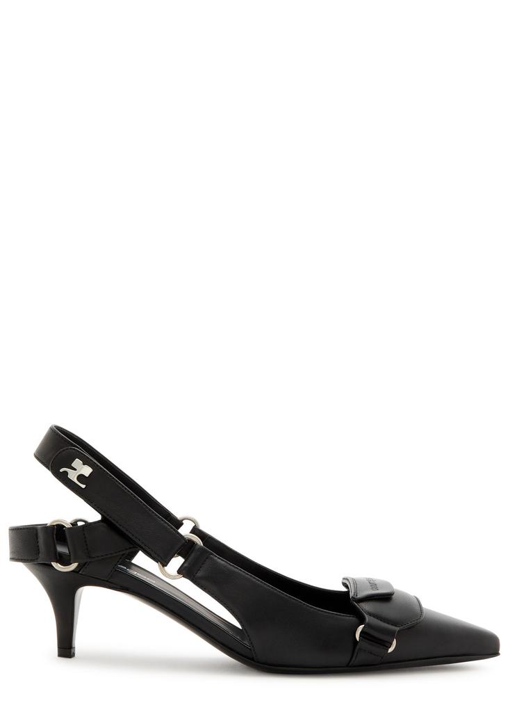 Courrèges Racer 65 leather slingback pumps